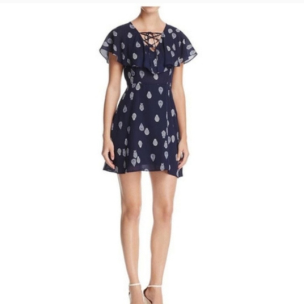 Cupcakes & Cashmere Blue Lace Up Paisley Dress